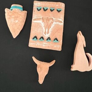 Southwestern Terracotta Pin Set with Turquoise Accents